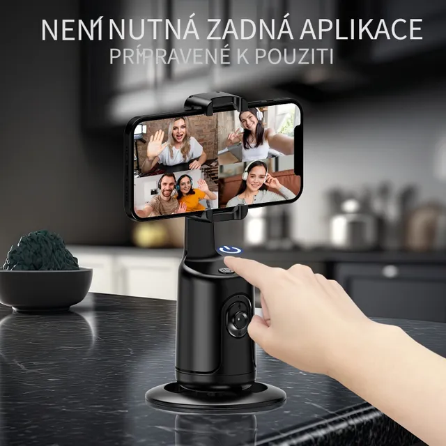 Automatyczny uchwyt na telefon, Smart selfie stick z kamerzystą 360°,