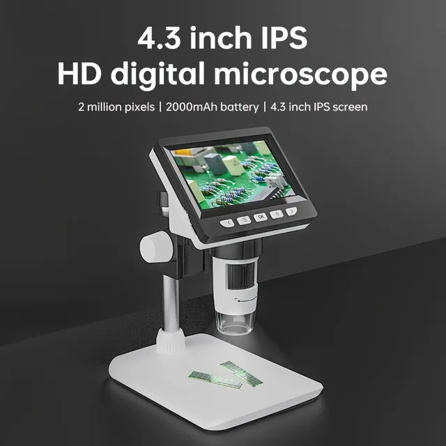 HD digitális mikroszkóp 8LED 1080P - 1000X true frame renderelés, számítási mikroszkóp, elektron biológiai mikroszkóp