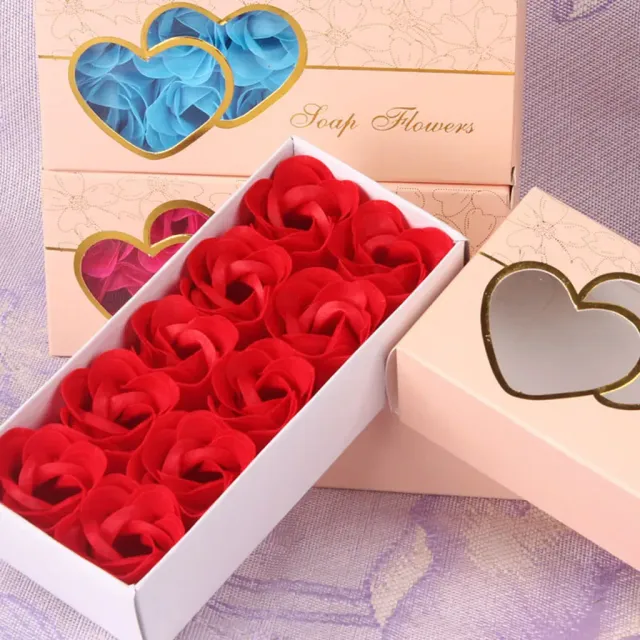 Gift set of 10 bath soaps in the shape of roses