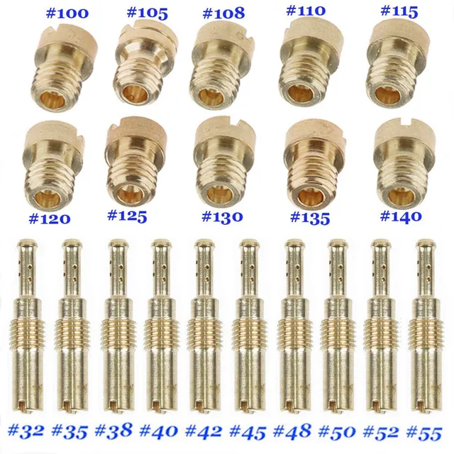 10Pcs Karburátor Hlavná Jet Kit Slow / Pilot Jet Set pre Keihin PWK OKO CVK KOSO Polini 150cc 125cc GY6 Motocyklový karburátor