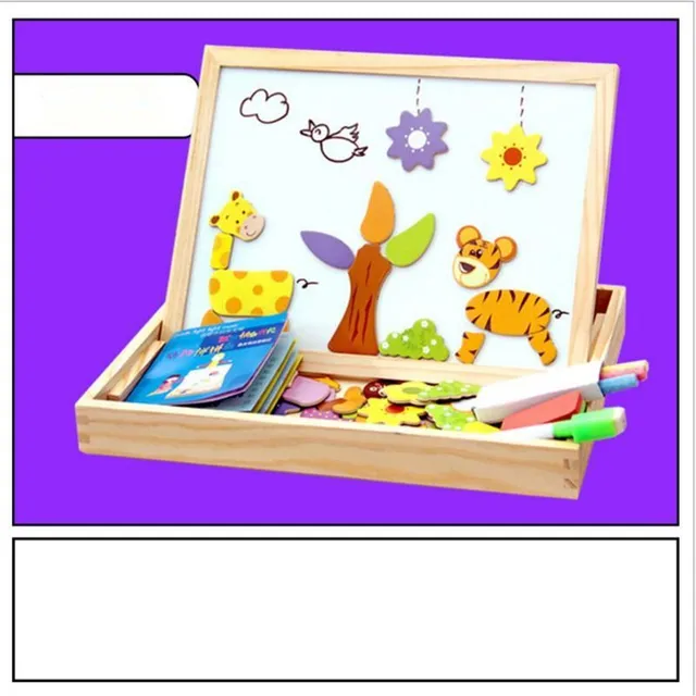 Magnetic board with wooden figures - 3D jigsaw puzzle