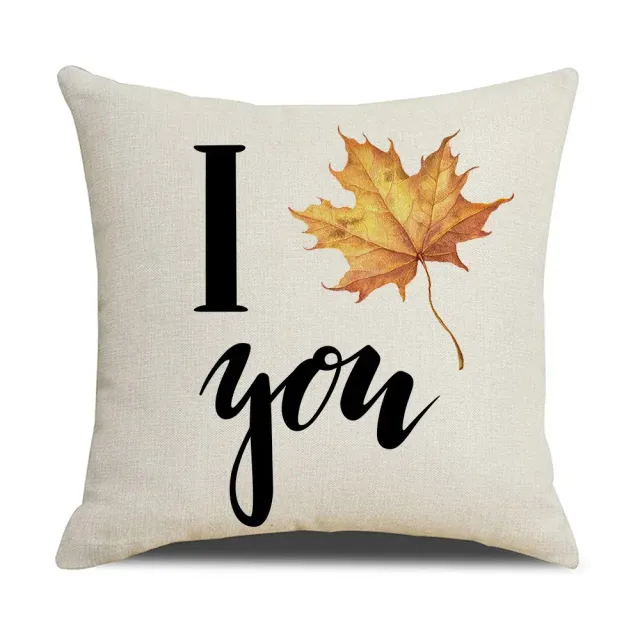 Autumn pillowcase with a motif of pumpkin and maple leaves for thanks and decoration