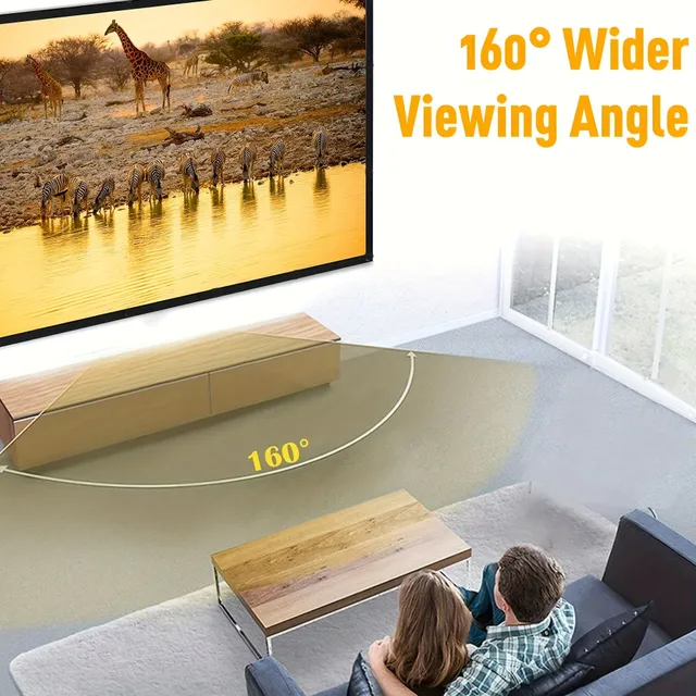 150-inch Projection Plate With High Density, 16:9 HD, 160° Observation Angle, Foldable, Anti Wrinkles, Portable Canvas Projector, Supports Double Side Projection, Used For Home Cinema, Outdoor and Office Spaces