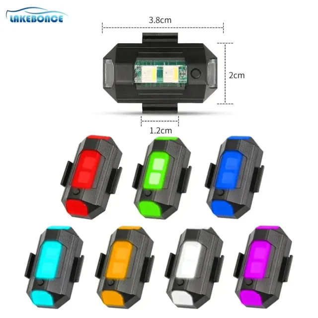 Bezdrôtové 7-farebné stroboskopické LED výstražné svetlo pre auto motocykel bicykel RC Drone Flash Signal Indicator Lights