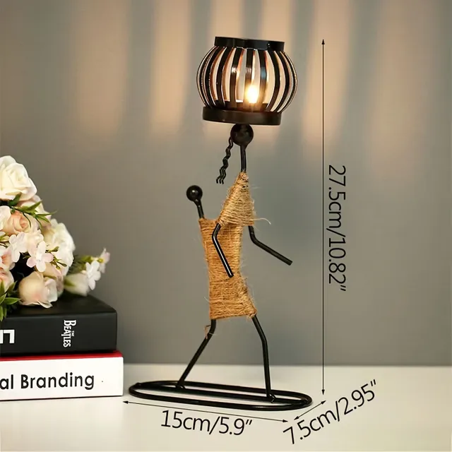 Shining Table Iron Man: Vintage candle made of metal for romantic moments in western style