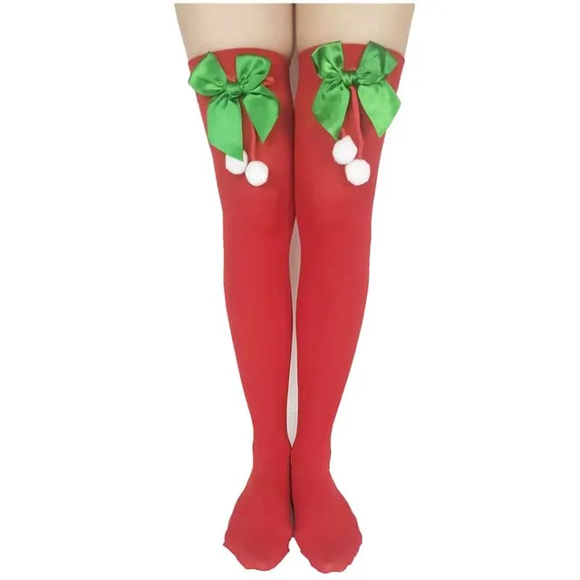 Women's Christmas striped stockings with bow