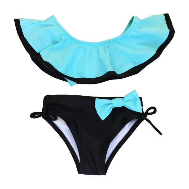Baby cute two-piece swimsuit with exposed shoulder