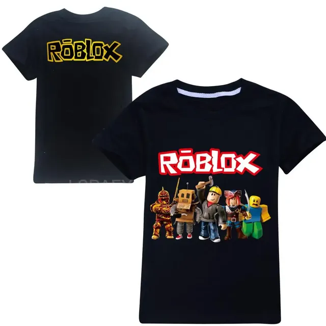 Stylové dětské jednobarevné tričko s krátkým rukávem a potiskem postav ze hry ROBLOX