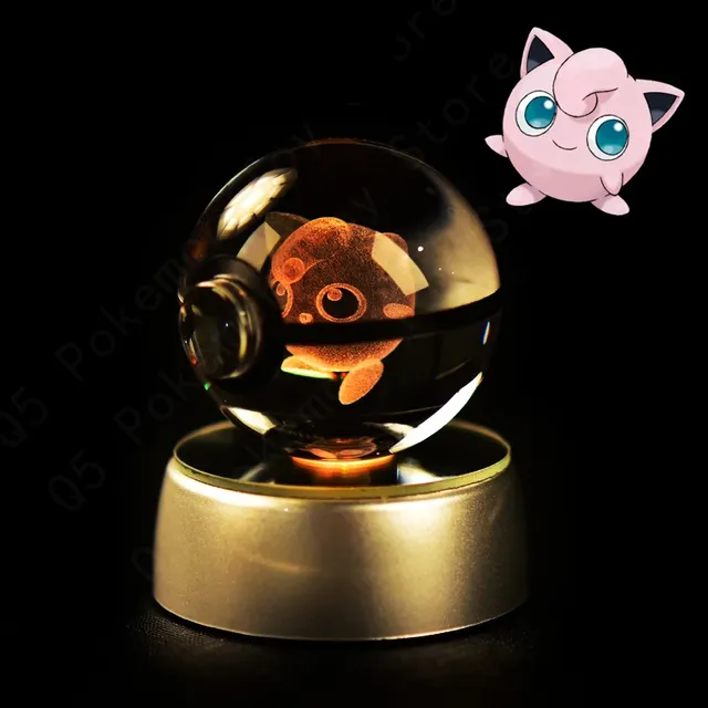 Aranyos Pokéball alakú 3D asztali lámpa Pokémon motívummal