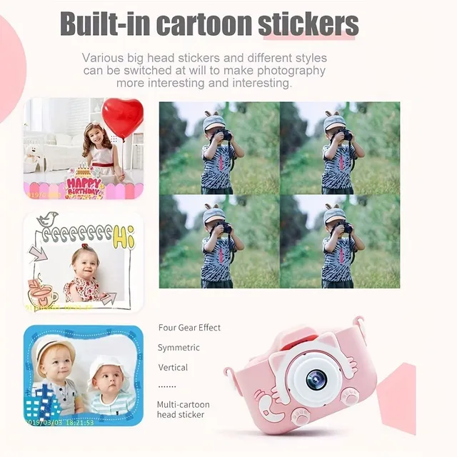 Child digital camera for children - mini camera with video, 32GB card SD free, perfect gift for boys and girls
