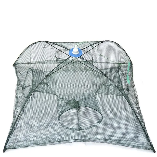 Automatic folding fishing net with openings for catching fish