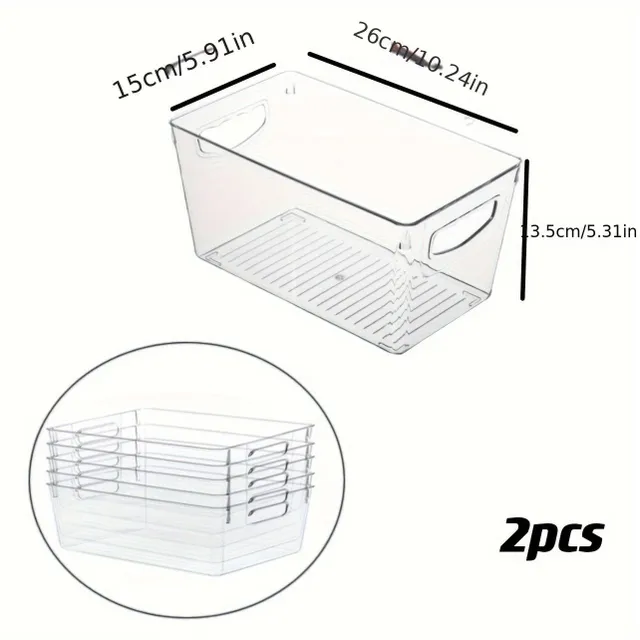 2/4/6pcs Storage boxes for fridge with transparent walls and handles