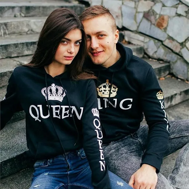 Fashion casual hoodie with long sleeves for couples KING & QUEEN