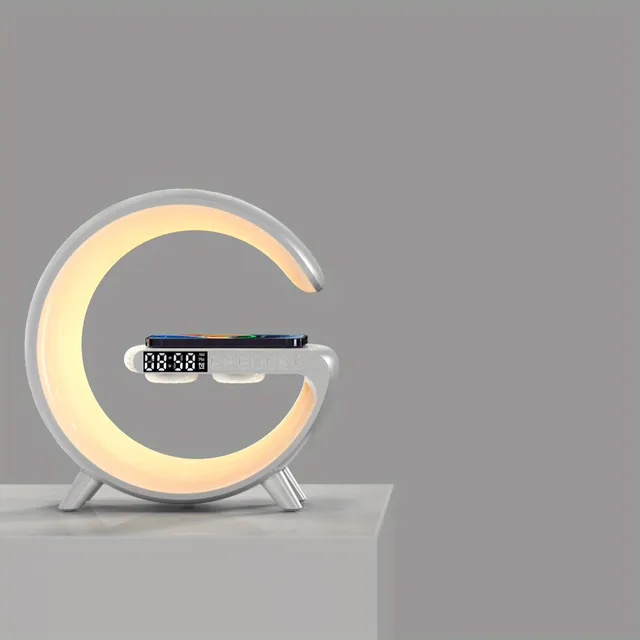 Bezdrôtový reproduktor LED nočné svetlo, stolné svetlo s bezdrôtovým nabíjaním, prebudenie pri východe slnka, budík Aurora, kreatívny darček (bez adaptéra)