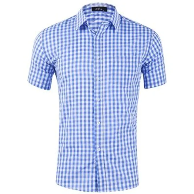 Men's two-color summer classic shirt with plaid design