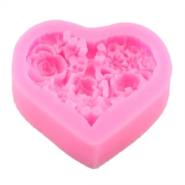 Silicone form heart with flowers