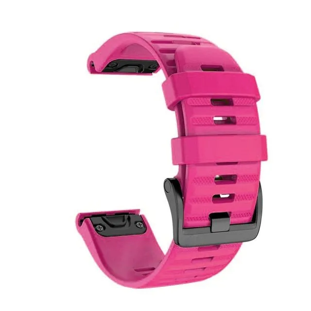 Replacement silicone band strap for Garmin QuickFit Phoenix, Tactic Bravo, Forerunner, Descent, Quantix and D2 Bravo rose-red 20mm