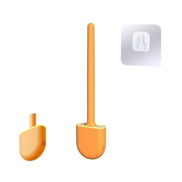 Silicone brush for cleaning toilet bowl with holder