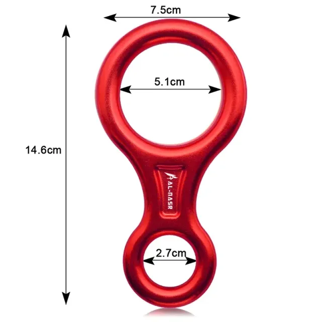 Climbing eight with carabiner for rappelling and descent (35 kN)