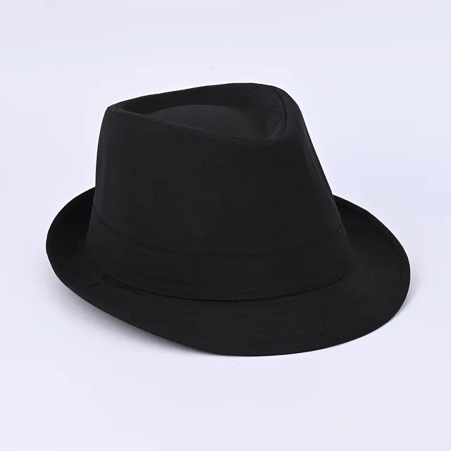 Jednoduchý jednobarevný jazzový klobouk Fedora - Klasický britský styl, unisex klobouk z plsti, lehký trilby pro ženy a muže
