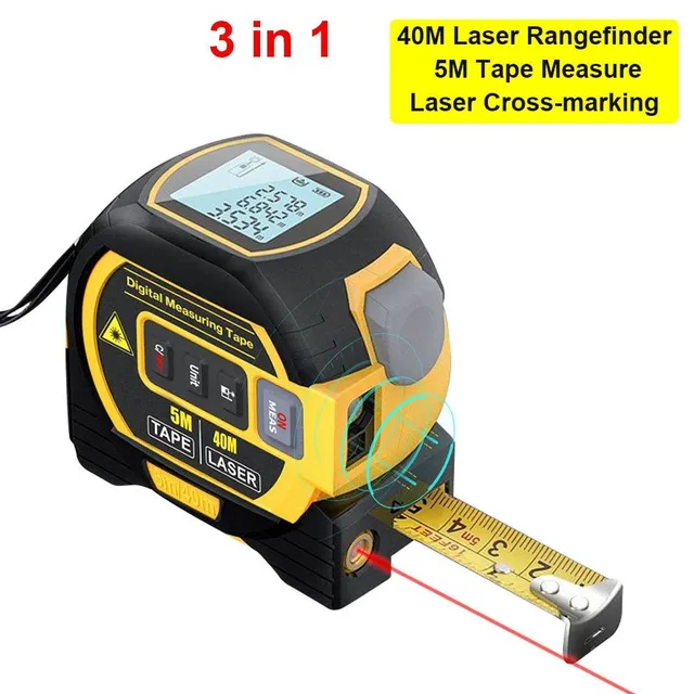 Love541-3 în 1, telemetru laser LCD de 5m, bandă de măsurare, riglă