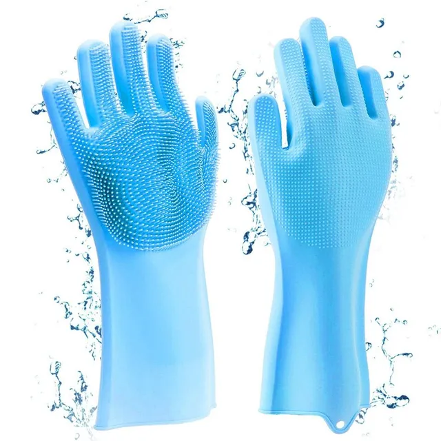 Handy silicone coloured gloves with bristles for washing four-legged pets Yissakhar