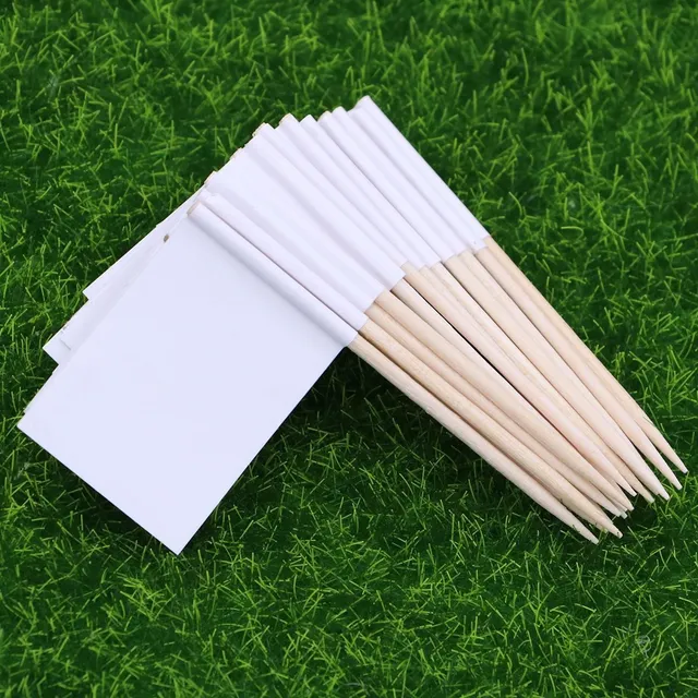 Stick with white flag 100 pcs