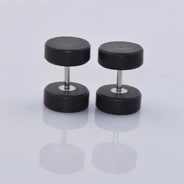 Men's wooden earrings in the shape of a dumbbell - 3 colours