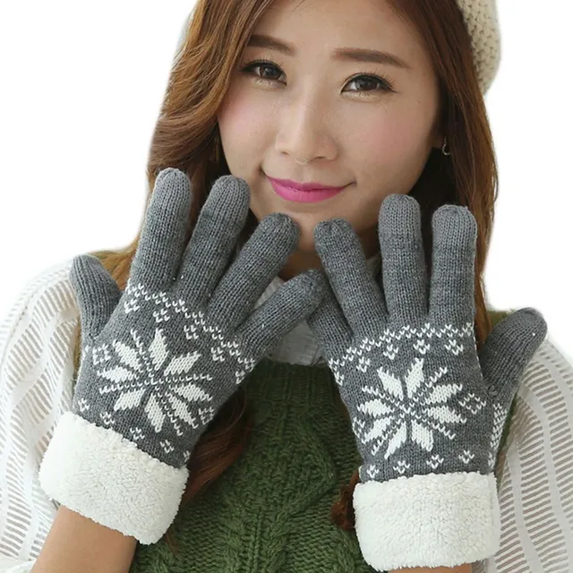 Ladies winter gloves with snowflake - 4 colours