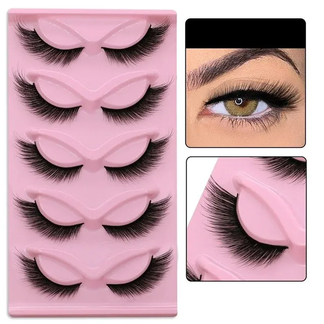 Set of 5 pairs of artificial algae Artificial long eyelashes with full strip Set for extension of algae Natural adhesive eyelashes