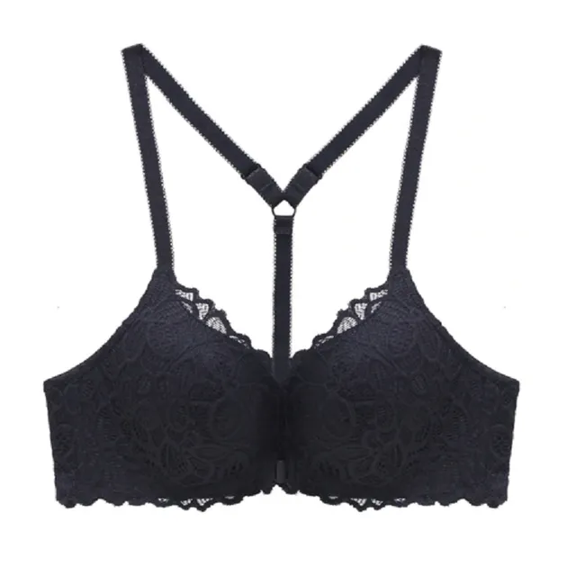Women's lace bra with fastener front