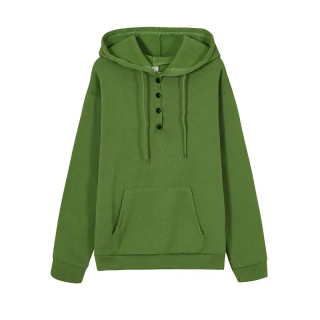 Fashion trendy sweatshirt for women with long sleeves, free, button-on and hooded