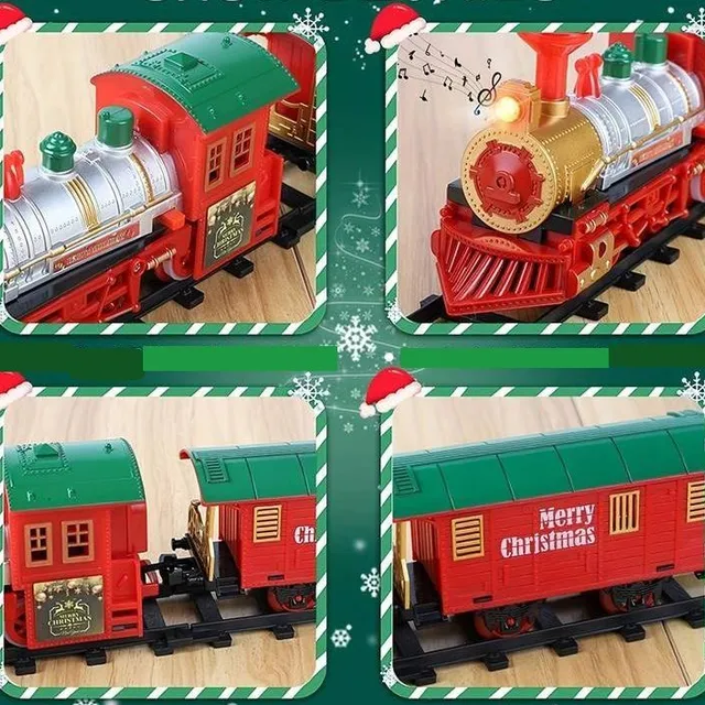 Christmas train set with electric drive around the tree for children - Sound effects, wagons and tracks - Toys for boys and girls - Ideal Christmas gift, Halloween and Thanksgiving