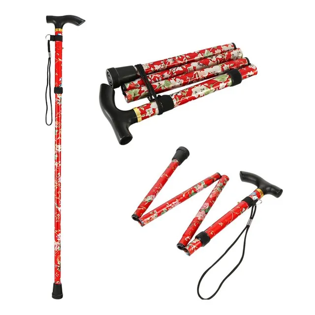 Folding aluminium walking stick for seniors