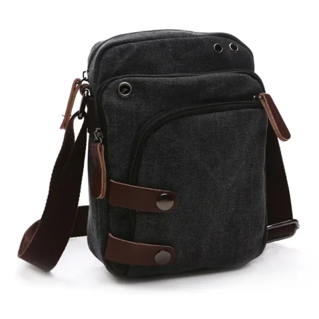 Fashionable men's summer portable small crossbody satchel from canvas