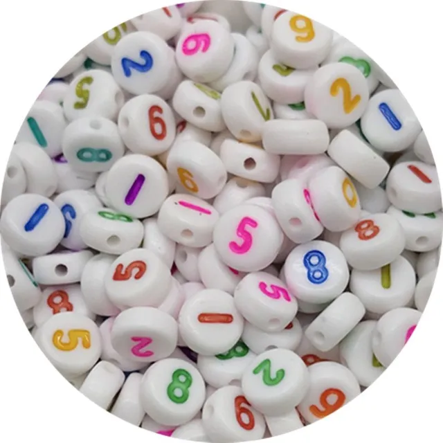 100 de mărgele colorate rotunde cu cifre pentru copii