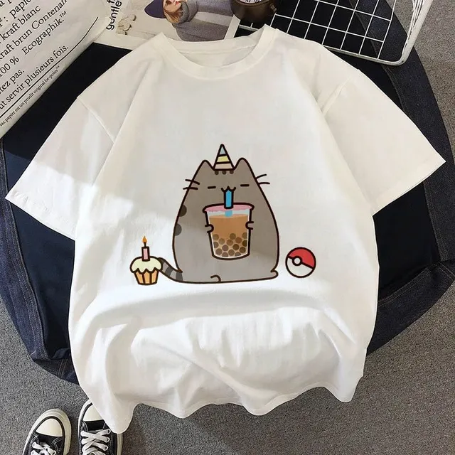 Urocza koszulka kawaii z ulubionym kotem dla dzieci