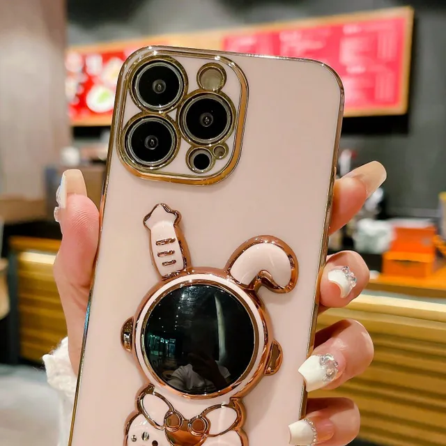 Lakovaný obal na telefon s motivem králíka a poutkem pro iPhone a Samsung