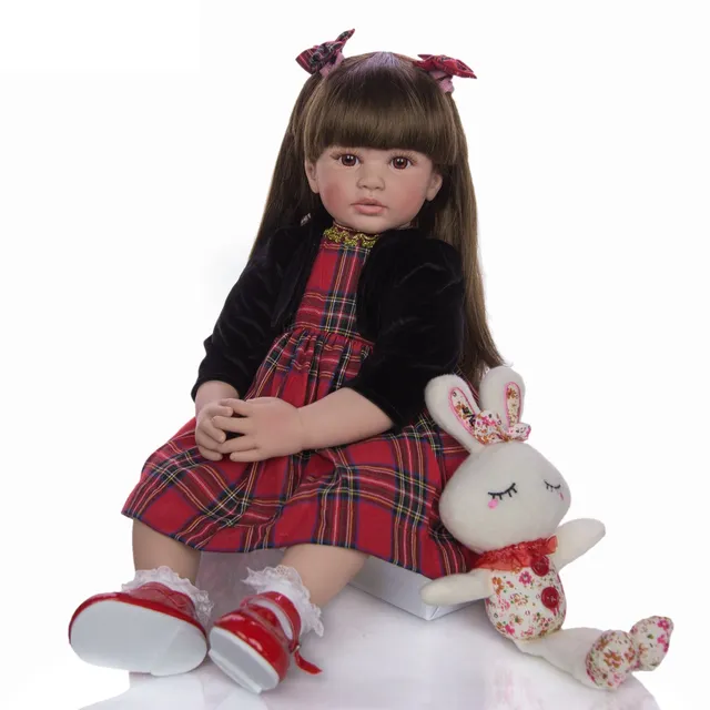 Realistic doll with long hair 60 cm