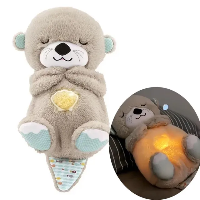 Breathing plush cute otter - Soothing glowing otter with melodies for children