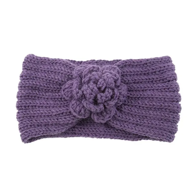 Women's winter knitted headband with flower