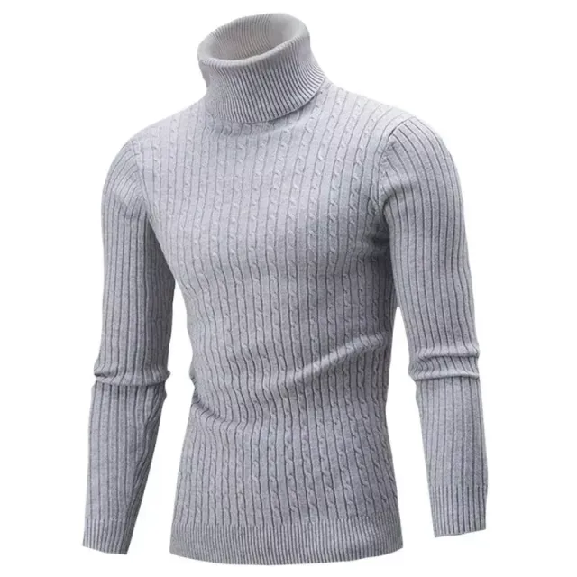 Autumn/Winter men's sweater with high turtleneck, monochrome and long sleeve in three colours