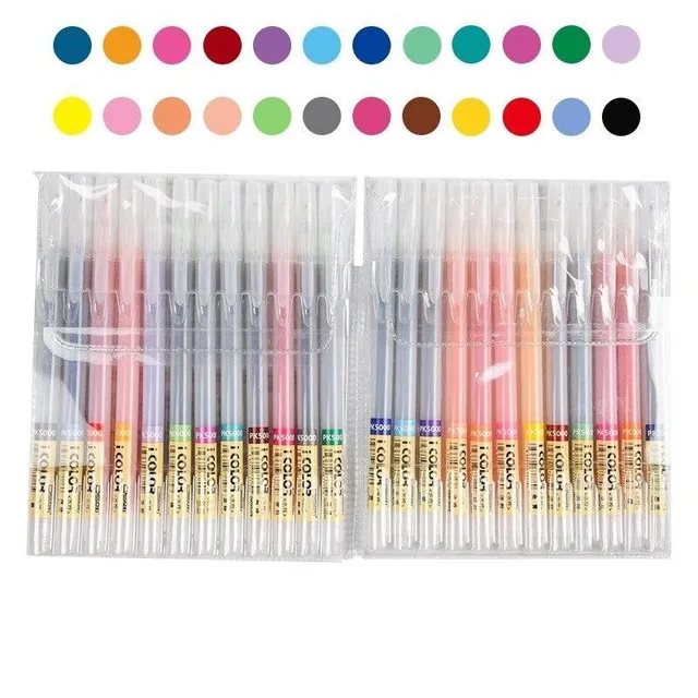 Set of modern original colourful school markers with thin tip - 24 colours