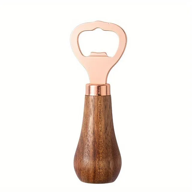 Beer opener with wooden handle