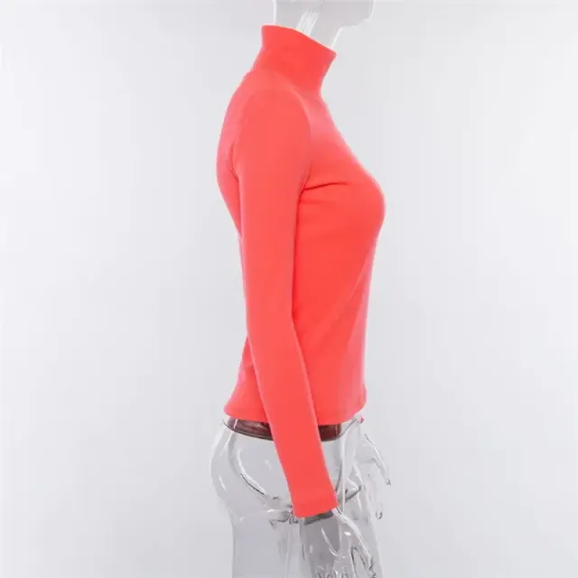 Women's neon fashion turtleneck with long sleeves