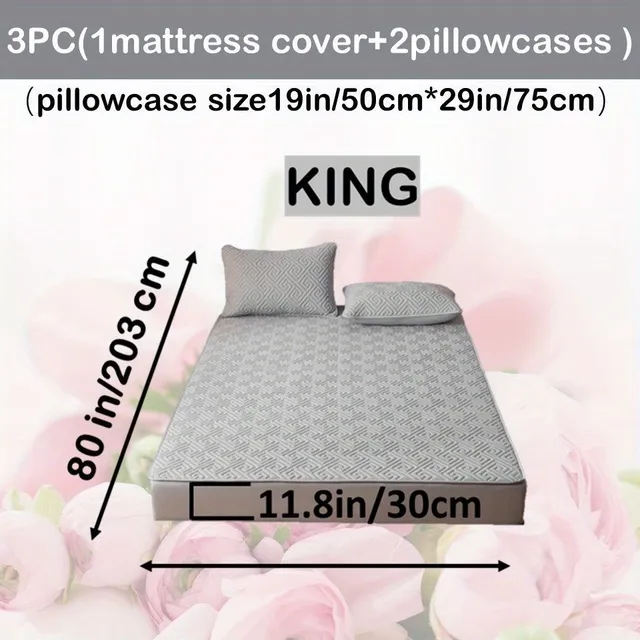 Waterproof mattress with ultrasound technology, uniform colour, washable, antibacterial, anti-spinning, soft and comfortable