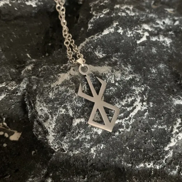 Necklace with Nordic symbol Berserker Rune of steel