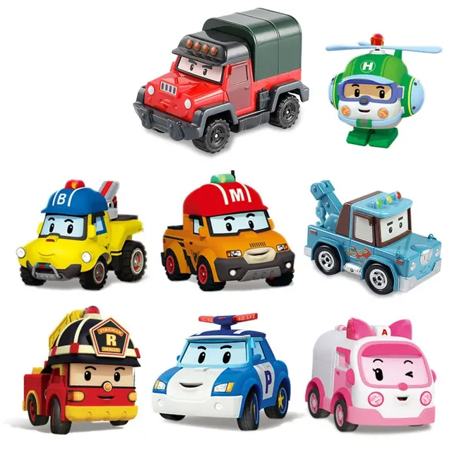 Children's metal cars Poli, Roy and Haley with motifs from the animated series