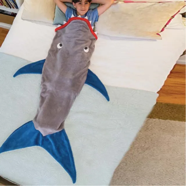 Baby sleeping blanket in the shape of a shark