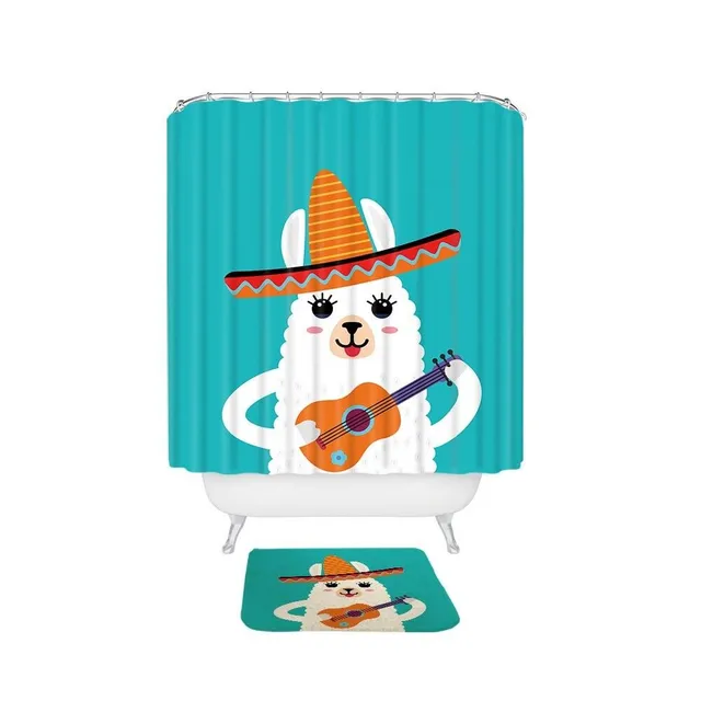 Shower curtain and preposition with llama 2 pcs